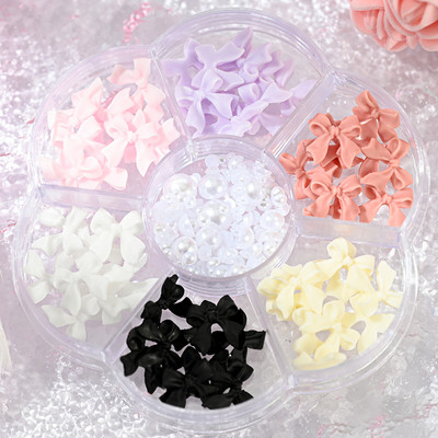 1BOX 3D Bowknot nagu mākslas piekariņi, sveķu jaukta loka dizaina nagu mākslas dekorēšana manikīram, rotaslietas, rotaslietas, rotaslietas.