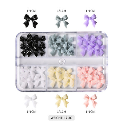 1BOX 3D Bowknot nagu mākslas piekariņi, sveķu jaukta loka dizaina nagu mākslas dekorēšana manikīram, rotaslietas, rotaslietas, rotaslietas.