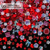 1 vrećica Mješovita šarena želatinasta traka Bowknot Nail Art šarm 3D prozirni bomboni Šareni ukrasi za nokte DIY dijelovi za nokte