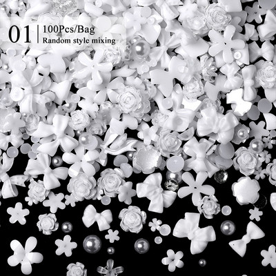 1 vrećica Mješovita šarena želatinasta traka Bowknot Nail Art šarm 3D prozirni bomboni Šareni ukrasi za nokte DIY dijelovi za nokte