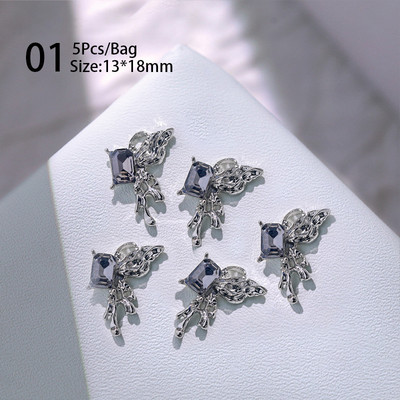 1 vrećica Mješovita šarena želatinasta traka Bowknot Nail Art šarm 3D prozirni bomboni Šareni ukrasi za nokte DIY dijelovi za nokte