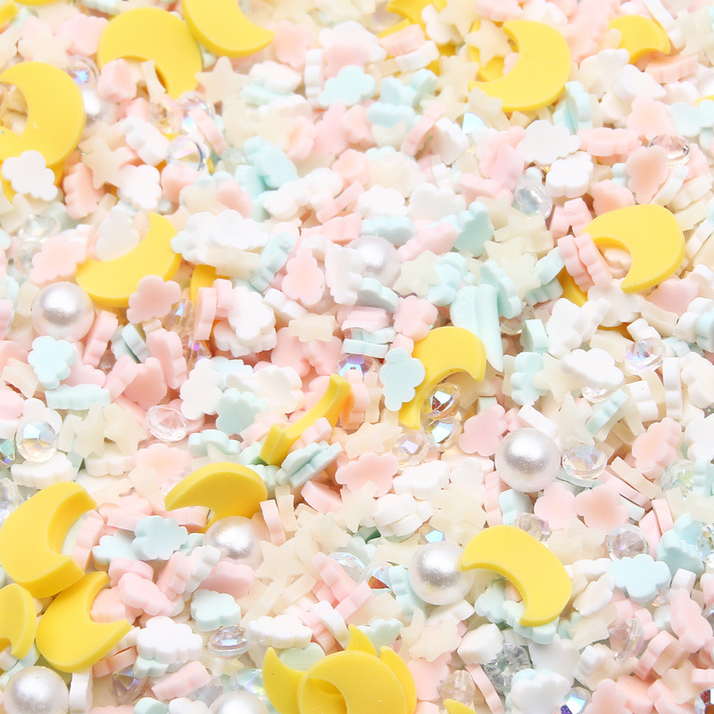 18g/Pack Mix Moon Star Cloud kristāla māla pildījums epoksīda sveķu pildījumam nagu mākslas dekorēšanai, sveķu rotaslietu izgatavošanas piederumi