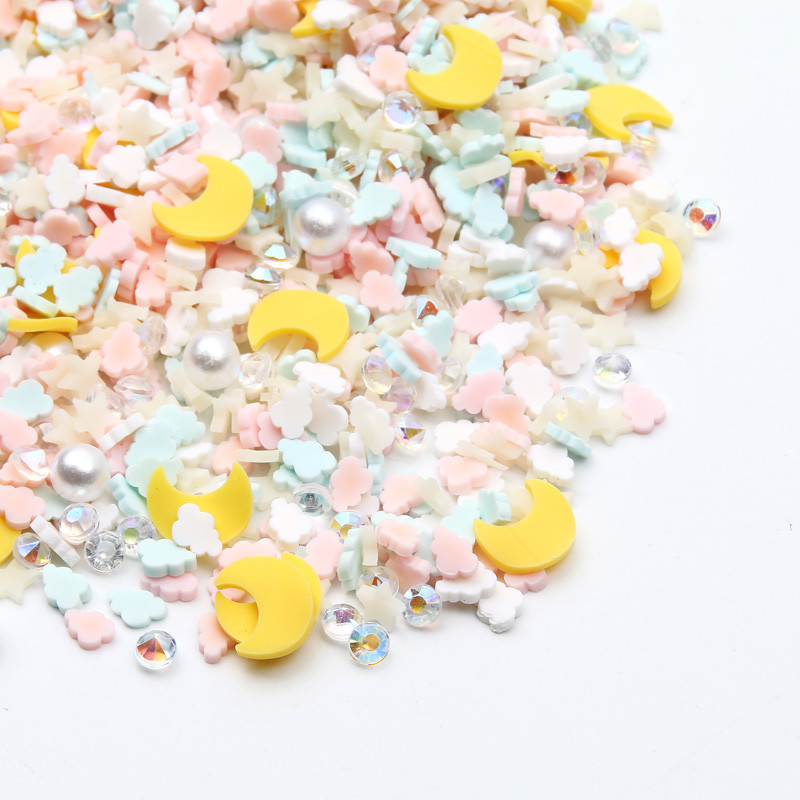 18g/Pack Mix Moon Star Cloud kristāla māla pildījums epoksīda sveķu pildījumam nagu mākslas dekorēšanai, sveķu rotaslietu izgatavošanas piederumi