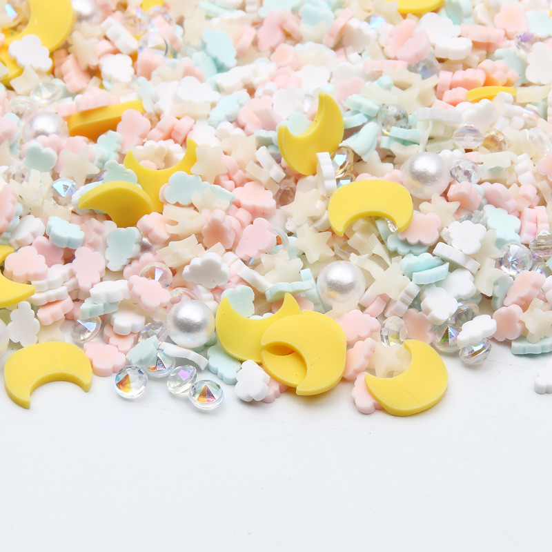 18g/Pack Mix Moon Star Cloud kristāla māla pildījums epoksīda sveķu pildījumam nagu mākslas dekorēšanai, sveķu rotaslietu izgatavošanas piederumi