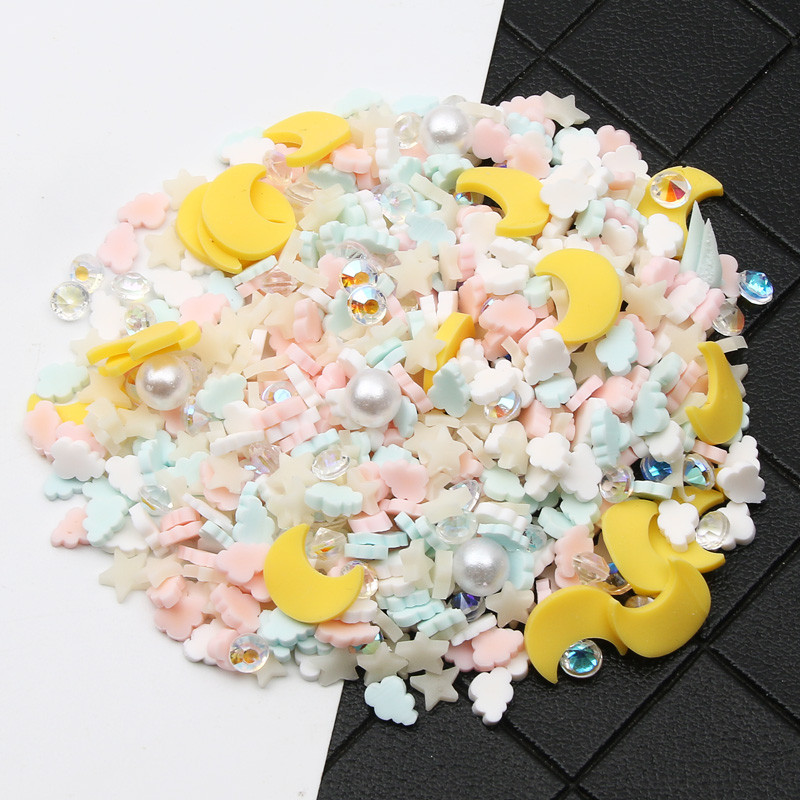 18g/Pack Mix Moon Star Cloud kristāla māla pildījums epoksīda sveķu pildījumam nagu mākslas dekorēšanai, sveķu rotaslietu izgatavošanas piederumi