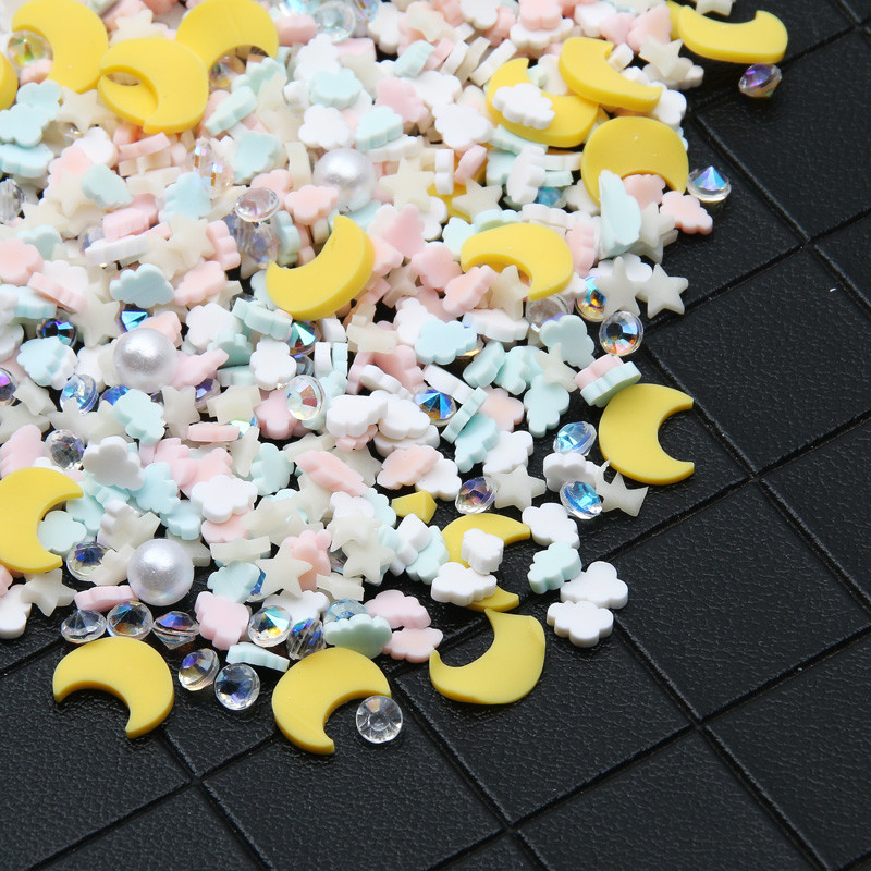 18g/Pack Mix Moon Star Cloud kristāla māla pildījums epoksīda sveķu pildījumam nagu mākslas dekorēšanai, sveķu rotaslietu izgatavošanas piederumi