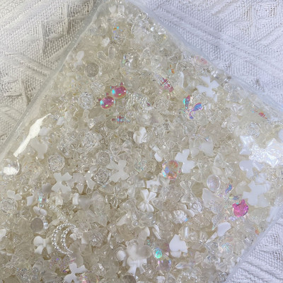 50 gab. Lielapjoma rožu loku nagu mākslas sveķu rotājumi jaukti nagu rhinestones piekariņi, DIY Kawaii aksesuāri, manikīra piederumi