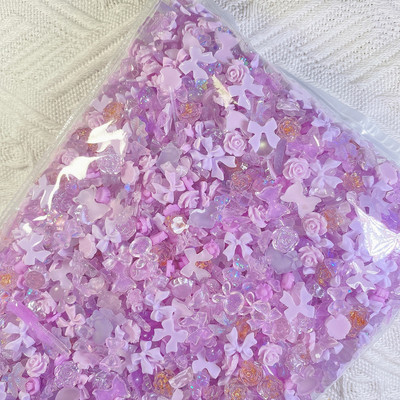 50 gab. Lielapjoma rožu loku nagu mākslas sveķu rotājumi jaukti nagu rhinestones piekariņi, DIY Kawaii aksesuāri, manikīra piederumi