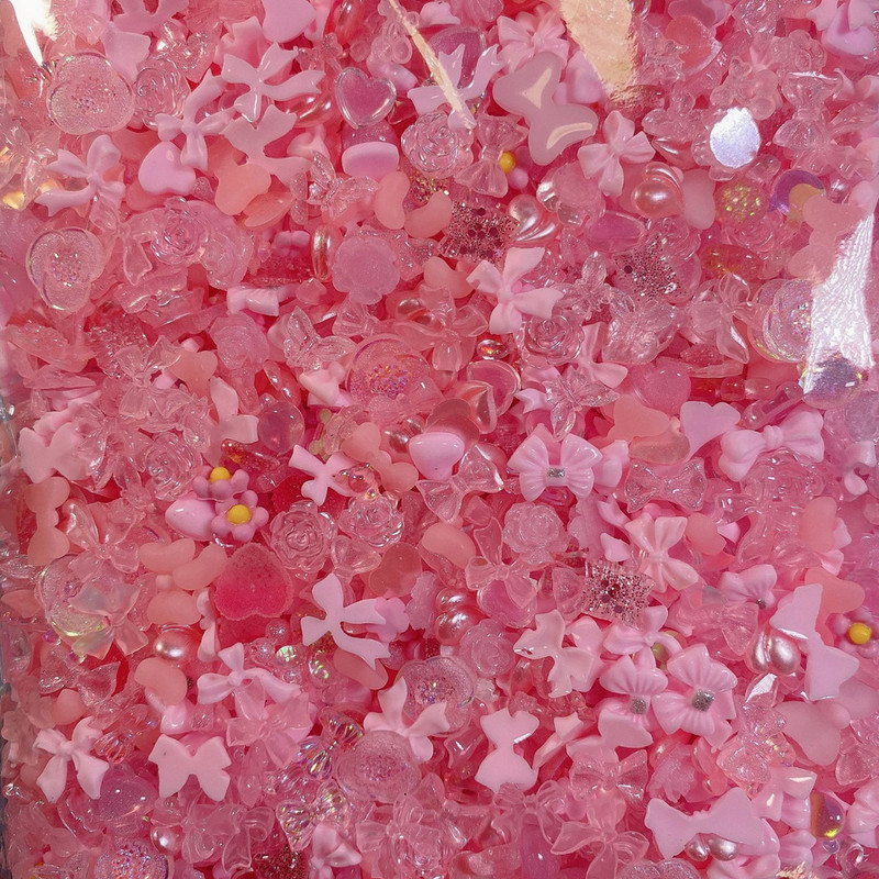 50 gab. Lielapjoma rožu loku nagu mākslas sveķu rotājumi jaukti nagu rhinestones piekariņi, DIY Kawaii aksesuāri, manikīra piederumi