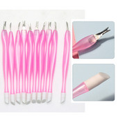 10kom dvostruki mekani gurač zanoktica Vilica za mrtvu kožu od nehrđajućeg čelika Ružičasta plastična ručka Pedikura Alati za profesionalnu manikuru