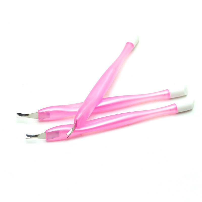 10kom dvostruki mekani gurač zanoktica Vilica za mrtvu kožu od nehrđajućeg čelika Ružičasta plastična ručka Pedikura Alati za profesionalnu manikuru