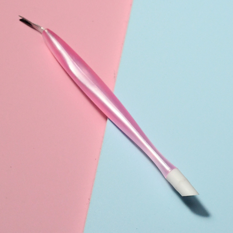 10kom dvostruki mekani gurač zanoktica Vilica za mrtvu kožu od nehrđajućeg čelika Ružičasta plastična ručka Pedikura Alati za profesionalnu manikuru