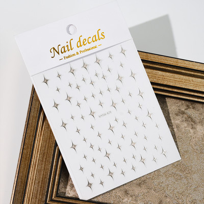 Autocolant 3D cu stea neagră, albă, pentru arta unghiilor, pentagramă Y2K, decalcomanii autoadezivi, sclipici strălucitoare cu laser, sclipici, stele, ornamente pentru manichiură Slider