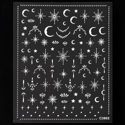 Autocolant 3D cu stea neagră, albă, pentru arta unghiilor, pentagramă Y2K, decalcomanii autoadezivi, sclipici strălucitoare cu laser, sclipici, stele, ornamente pentru manichiură Slider