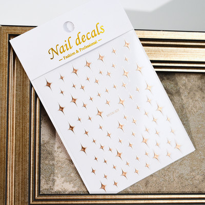 Autocolant 3D cu stea neagră, albă, pentru arta unghiilor, pentagramă Y2K, decalcomanii autoadezivi, sclipici strălucitoare cu laser, sclipici, stele, ornamente pentru manichiură Slider