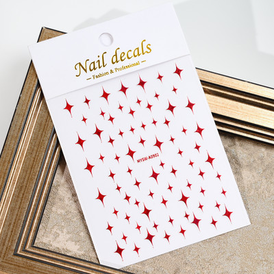 Autocolant 3D cu stea neagră, albă, pentru arta unghiilor, pentagramă Y2K, decalcomanii autoadezivi, sclipici strălucitoare cu laser, sclipici, stele, ornamente pentru manichiură Slider