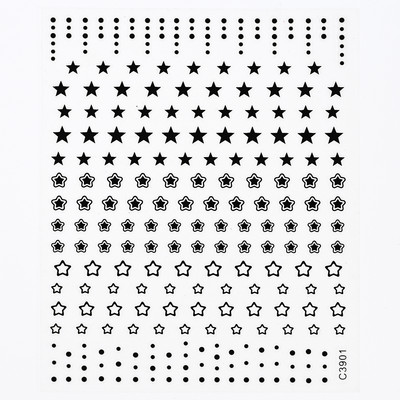 Autocolant 3D cu stea neagră, albă, pentru arta unghiilor, pentagramă Y2K, decalcomanii autoadezivi, sclipici strălucitoare cu laser, sclipici, stele, ornamente pentru manichiură Slider