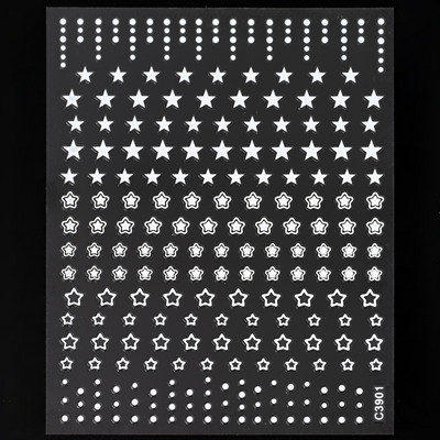 Autocolant 3D cu stea neagră, albă, pentru arta unghiilor, pentagramă Y2K, decalcomanii autoadezivi, sclipici strălucitoare cu laser, sclipici, stele, ornamente pentru manichiură Slider
