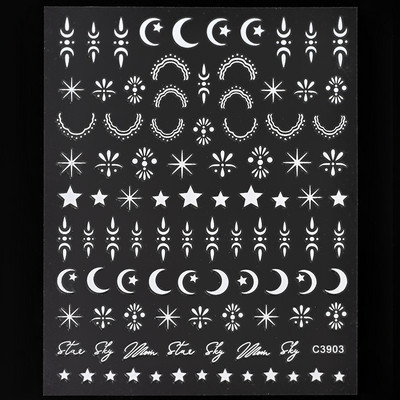 Autocolant 3D cu stea neagră, albă, pentru arta unghiilor, pentagramă Y2K, decalcomanii autoadezivi, sclipici strălucitoare cu laser, sclipici, stele, ornamente pentru manichiură Slider