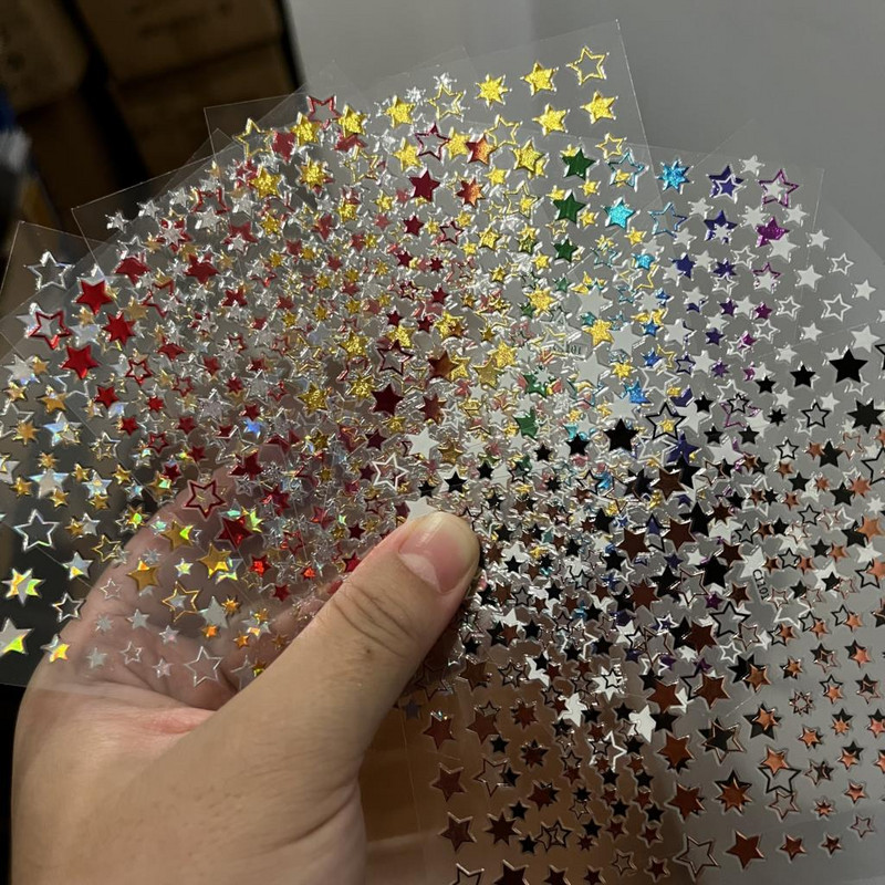 Autocolant 3D cu stea neagră, albă, pentru arta unghiilor, pentagramă Y2K, decalcomanii autoadezivi, sclipici strălucitoare cu laser, sclipici, stele, ornamente pentru manichiură Slider