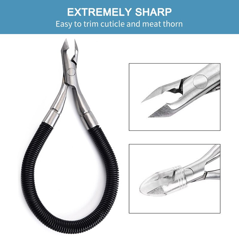Spirālveida kutikulas trimmeris, knaibles, tīrīšanas līdzeklis nagu spraugu noņemšanai, atmirušās ādas glābšanas līdzeklis.