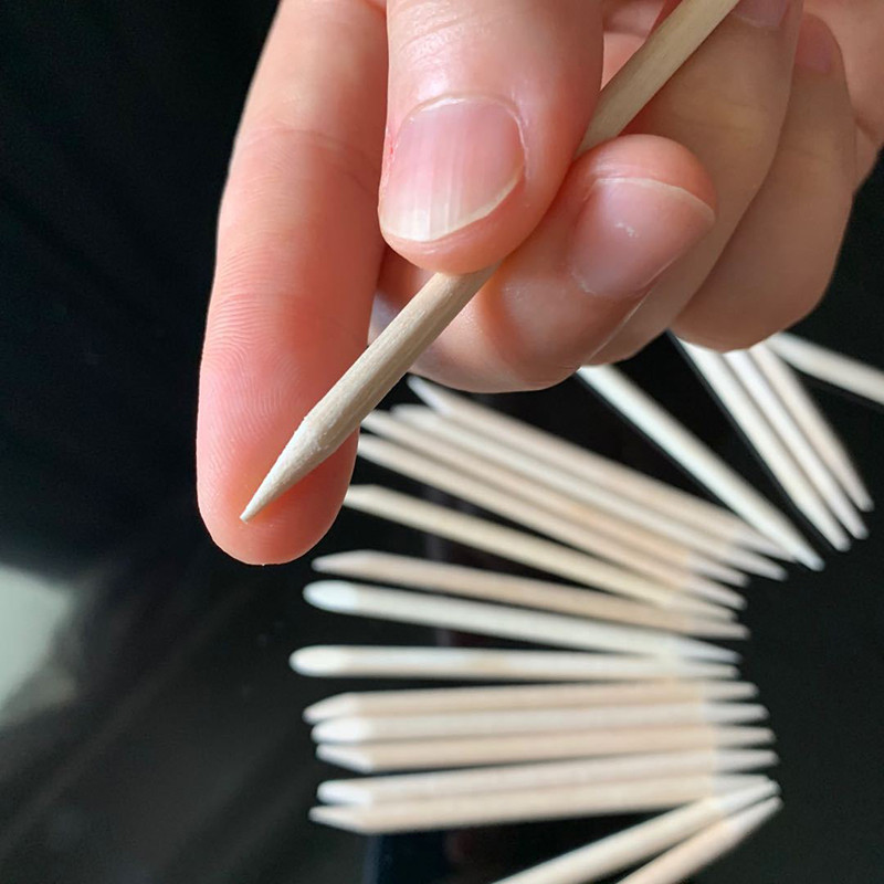 100gab Koka nūjiņas nagu dizainam nagu želejas lakas zīmēšanas māksla Orange Wood Stick kutikulas stūmēja noņemšanas manikīra rīku komplekts