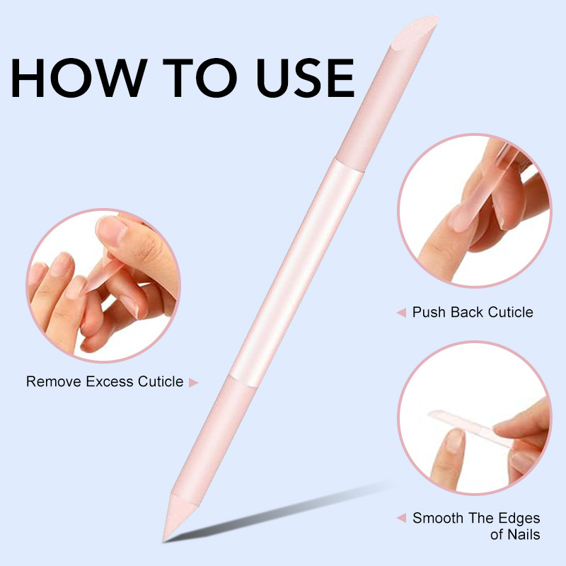 1kom stakleni gurač zanoktica Alat za uklanjanje zanoktica dvostrani trimer za zanoktice Štapić za manikuru Profesionalni alat za manikuru