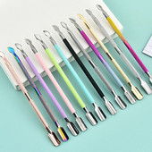 Tērauda dubultspiešanas karotes stūmējs griezuma noņemšanas līdzeklis kutikulas trimmeris manikīra pedikīra kopšanai nagu mākslas rīks