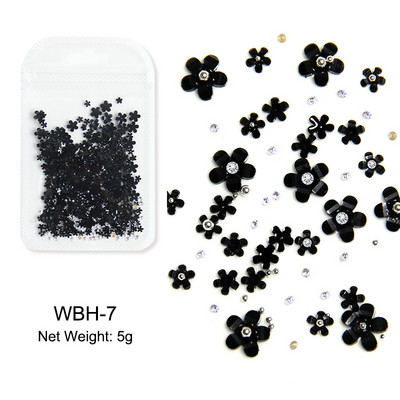 Baltos akrilo gėlės Nagų dailės dekoracijos Mišraus dydžio Kalnų krištolas Raudonas Mėlynas Brangakmenis Manikiūro Įrankiai Priedai „Pasidaryk pats“ Nagų dizainas 5 g