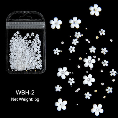 Baltos akrilo gėlės Nagų dailės dekoracijos Mišraus dydžio Kalnų krištolas Raudonas Mėlynas Brangakmenis Manikiūro Įrankiai Priedai „Pasidaryk pats“ Nagų dizainas 5 g