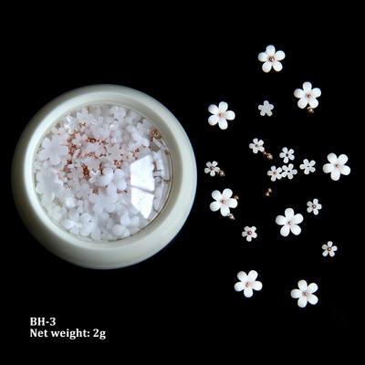 Baltos akrilo gėlės Nagų dailės dekoracijos Mišraus dydžio Kalnų krištolas Raudonas Mėlynas Brangakmenis Manikiūro Įrankiai Priedai „Pasidaryk pats“ Nagų dizainas 5 g