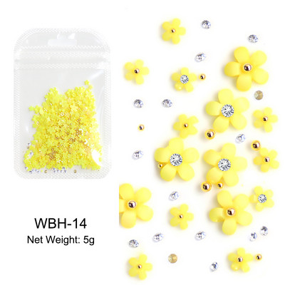 Baltos akrilo gėlės Nagų dailės dekoracijos Mišraus dydžio Kalnų krištolas Raudonas Mėlynas Brangakmenis Manikiūro Įrankiai Priedai „Pasidaryk pats“ Nagų dizainas 5 g