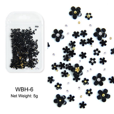 Baltos akrilo gėlės Nagų dailės dekoracijos Mišraus dydžio Kalnų krištolas Raudonas Mėlynas Brangakmenis Manikiūro Įrankiai Priedai „Pasidaryk pats“ Nagų dizainas 5 g