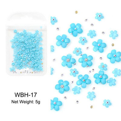 Baltos akrilo gėlės Nagų dailės dekoracijos Mišraus dydžio Kalnų krištolas Raudonas Mėlynas Brangakmenis Manikiūro Įrankiai Priedai „Pasidaryk pats“ Nagų dizainas 5 g