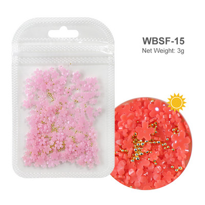 Baltos akrilo gėlės Nagų dailės dekoracijos Mišraus dydžio Kalnų krištolas Raudonas Mėlynas Brangakmenis Manikiūro Įrankiai Priedai „Pasidaryk pats“ Nagų dizainas 5 g