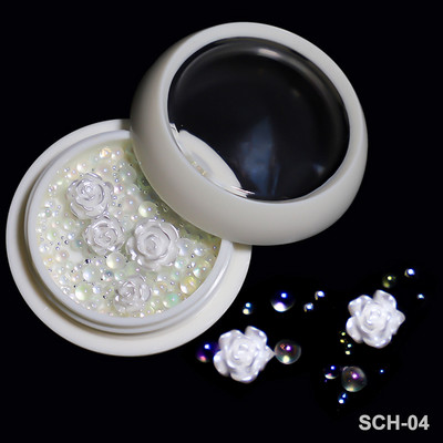 Baltos akrilo gėlės Nagų dailės dekoracijos Mišraus dydžio Kalnų krištolas Raudonas Mėlynas Brangakmenis Manikiūro Įrankiai Priedai „Pasidaryk pats“ Nagų dizainas 5 g