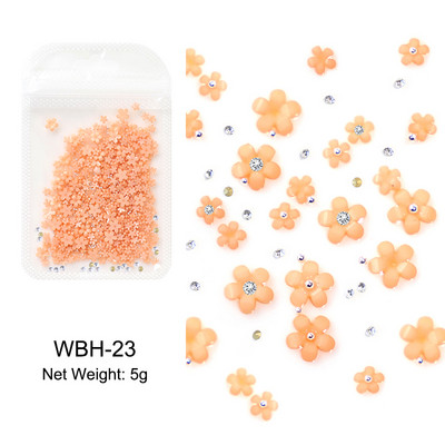 Baltos akrilo gėlės Nagų dailės dekoracijos Mišraus dydžio Kalnų krištolas Raudonas Mėlynas Brangakmenis Manikiūro Įrankiai Priedai „Pasidaryk pats“ Nagų dizainas 5 g