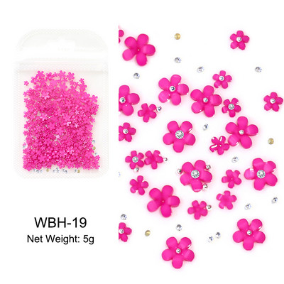 Baltos akrilo gėlės Nagų dailės dekoracijos Mišraus dydžio Kalnų krištolas Raudonas Mėlynas Brangakmenis Manikiūro Įrankiai Priedai „Pasidaryk pats“ Nagų dizainas 5 g