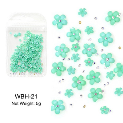 Baltos akrilo gėlės Nagų dailės dekoracijos Mišraus dydžio Kalnų krištolas Raudonas Mėlynas Brangakmenis Manikiūro Įrankiai Priedai „Pasidaryk pats“ Nagų dizainas 5 g