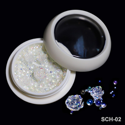 Baltos akrilo gėlės Nagų dailės dekoracijos Mišraus dydžio Kalnų krištolas Raudonas Mėlynas Brangakmenis Manikiūro Įrankiai Priedai „Pasidaryk pats“ Nagų dizainas 5 g