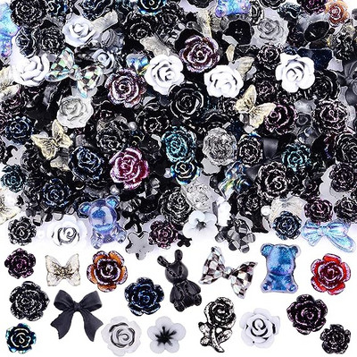 50 gab Kawaii sveķu nagu piekariņi Rhinestones konfektes krāsas karikatūra nagu mākslas rotājumi nagu presēšana piederumi piederumi aksesuāri rotaslietas