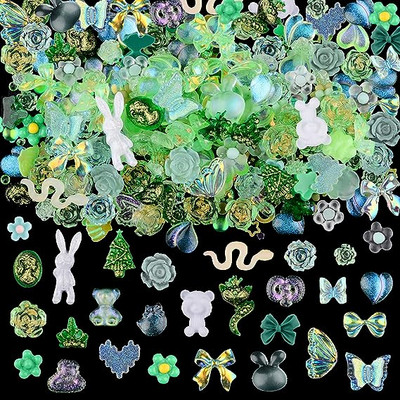 50 gab Kawaii sveķu nagu piekariņi Rhinestones konfektes krāsas karikatūra nagu mākslas rotājumi nagu presēšana piederumi piederumi aksesuāri rotaslietas