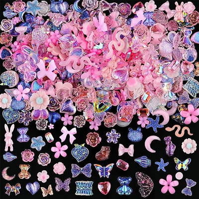 50 gab Kawaii sveķu nagu piekariņi Rhinestones konfektes krāsas karikatūra nagu mākslas rotājumi nagu presēšana piederumi piederumi aksesuāri rotaslietas