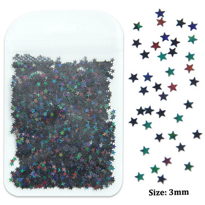 Holografic argint sclipici pentru unghii cu laser în formă de stea Paiete fulgi strălucitori Paillette DIY decorațiuni pentru unghii felii Accesorii
