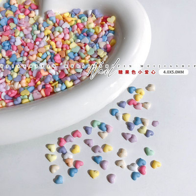 100 бр. Талисмани за нокти Mini Heart Charms 4x5 mm Микс/бяла смола Сладки кристали за нокти във формата на сърце 3D ваденки за маникюр Доставка на нокти