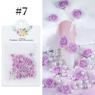 100/200db 3D vegyes körömdíszítések Kawaii szív virág medve gyöngy dizájn strasszos körömdíszítés bűbáj ékszer manikűr kiegészítő