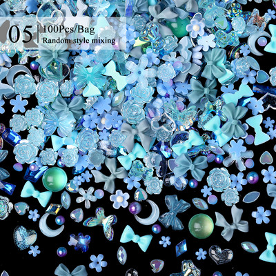 100/200db 3D vegyes körömdíszítések Kawaii szív virág medve gyöngy dizájn strasszos körömdíszítés bűbáj ékszer manikűr kiegészítő