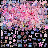 50 τμχ Μικτή ρητίνη Kawaii Nail Art Charms 3D Flower Bow Animals Rhinestones Διακοσμήσεις νυχιών DIY Επαγγελματικά προμήθειες για μανικιούρ