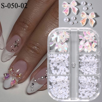 1 kutija Kawaii mini mašna 3D slatki ukrasi za nokte Pink White Butterfly Nails Charms Designs DIY Bowknot Smolasti dodaci za nokte