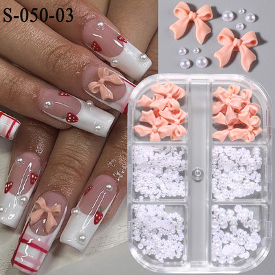 1 kutija Kawaii mini mašna 3D slatki ukrasi za nokte Pink White Butterfly Nails Charms Designs DIY Bowknot Smolasti dodaci za nokte